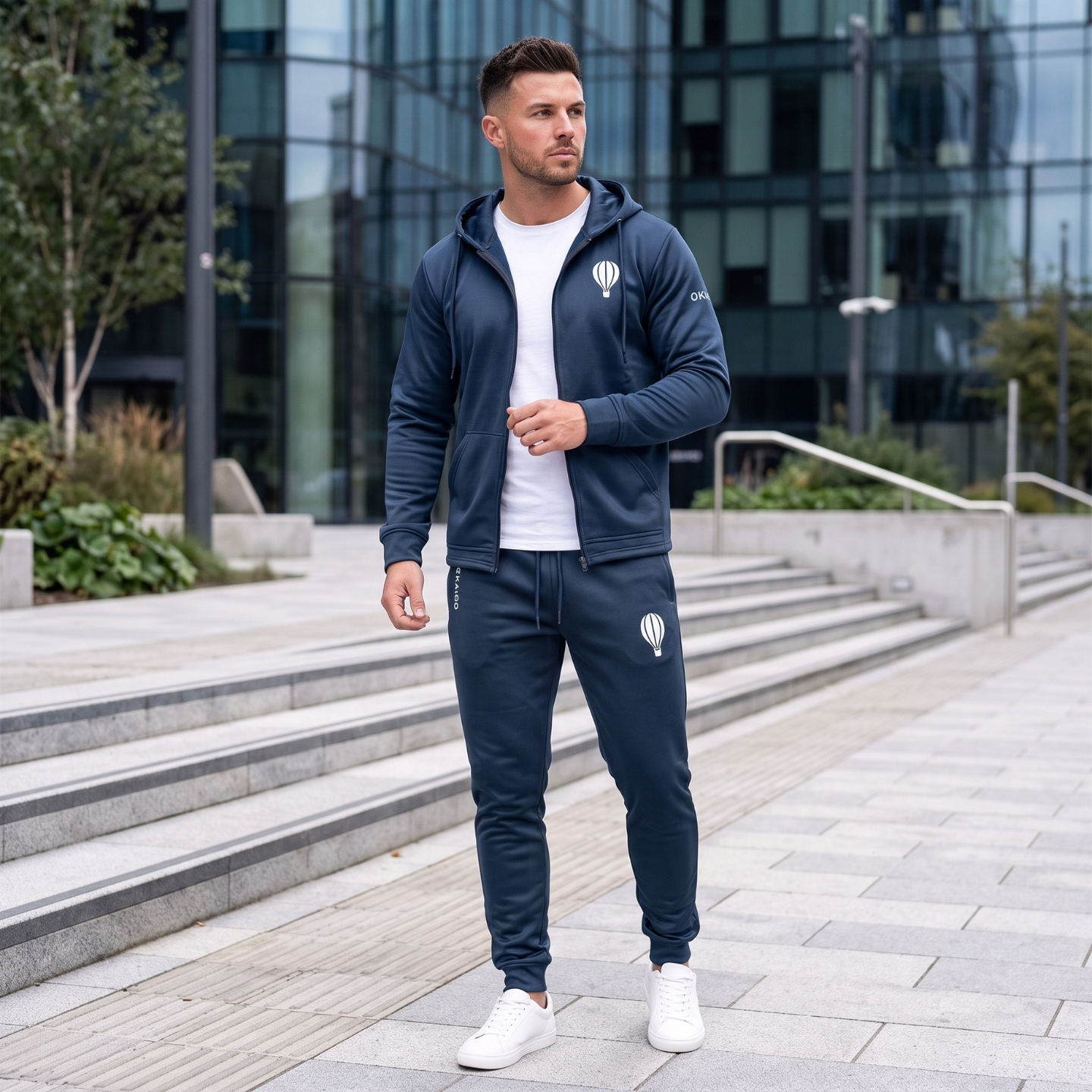 Navy Blue Hooded Sweatsuit