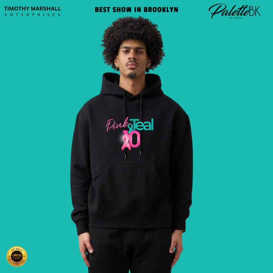 Pink and Teal Pullover Hoodie