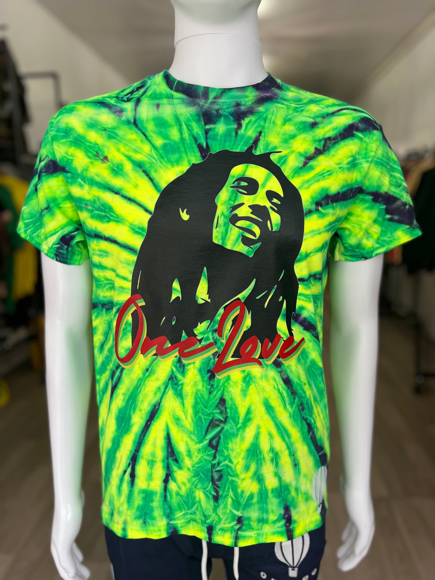 Green Tie Dye Bob Marley Short Sleeve Shirt