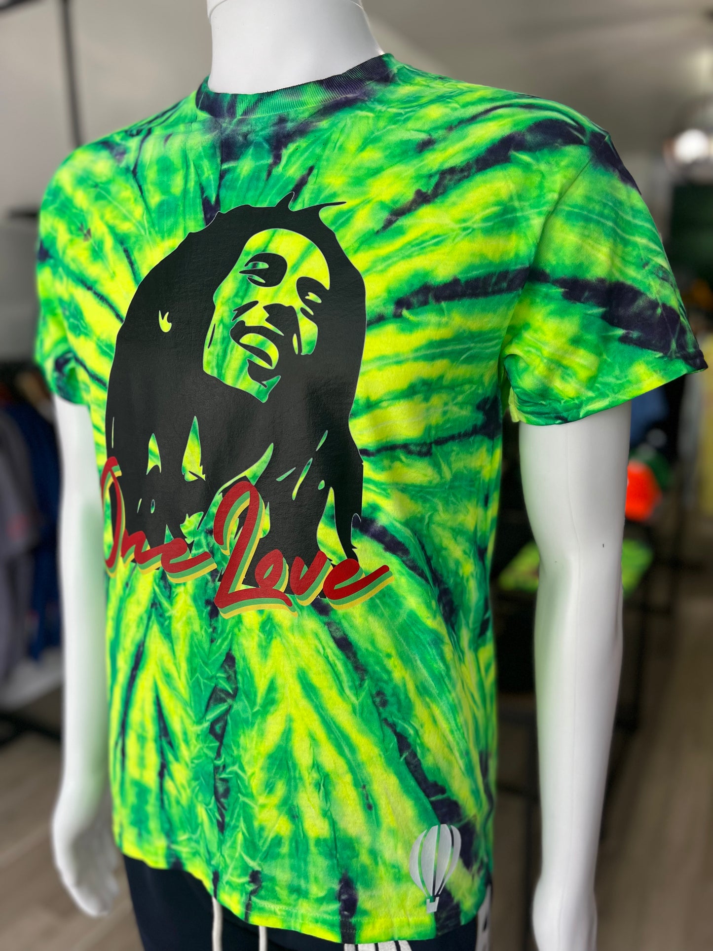 Green Tie Dye Bob Marley Short Sleeve Shirt