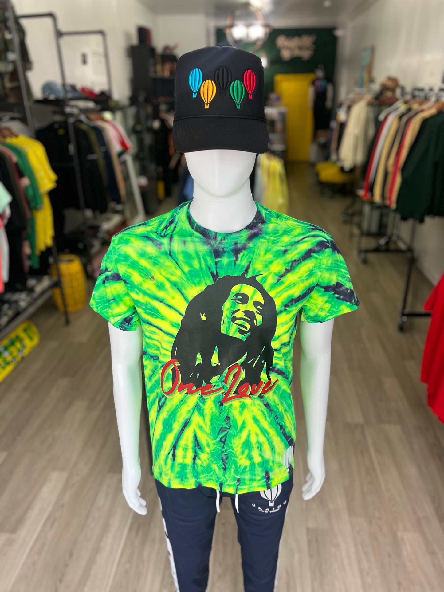 Green Tie Dye Bob Marley Short Sleeve Shirt