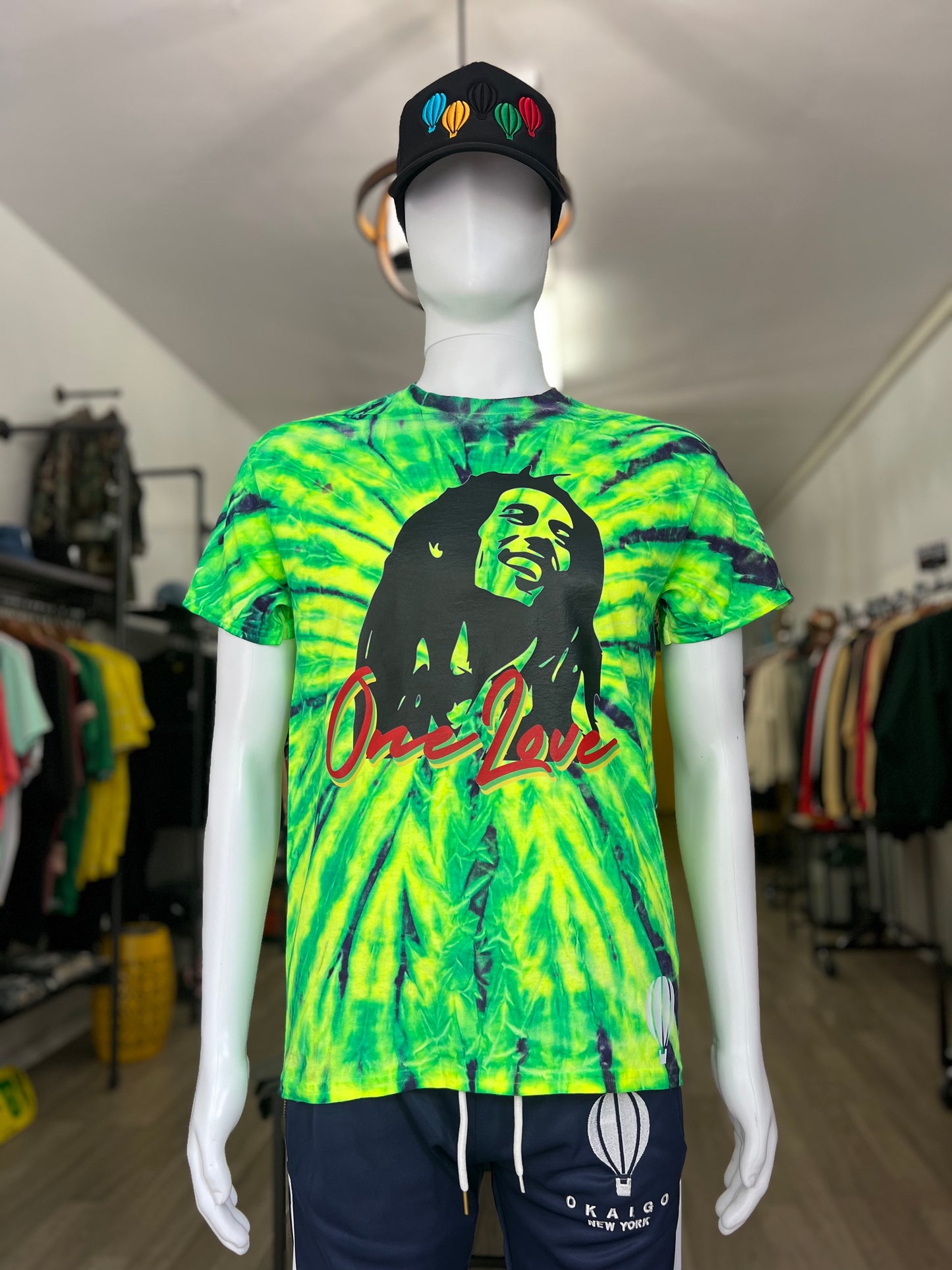 Green Tie Dye Bob Marley Short Sleeve Shirt