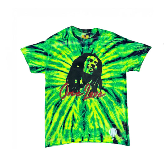 Green Tie Dye Bob Marley Short Sleeve Shirt