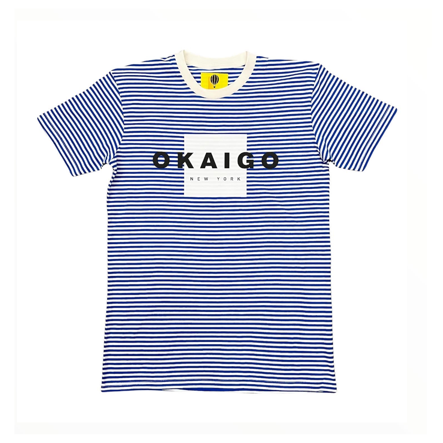 Blue stripe box logo shirt