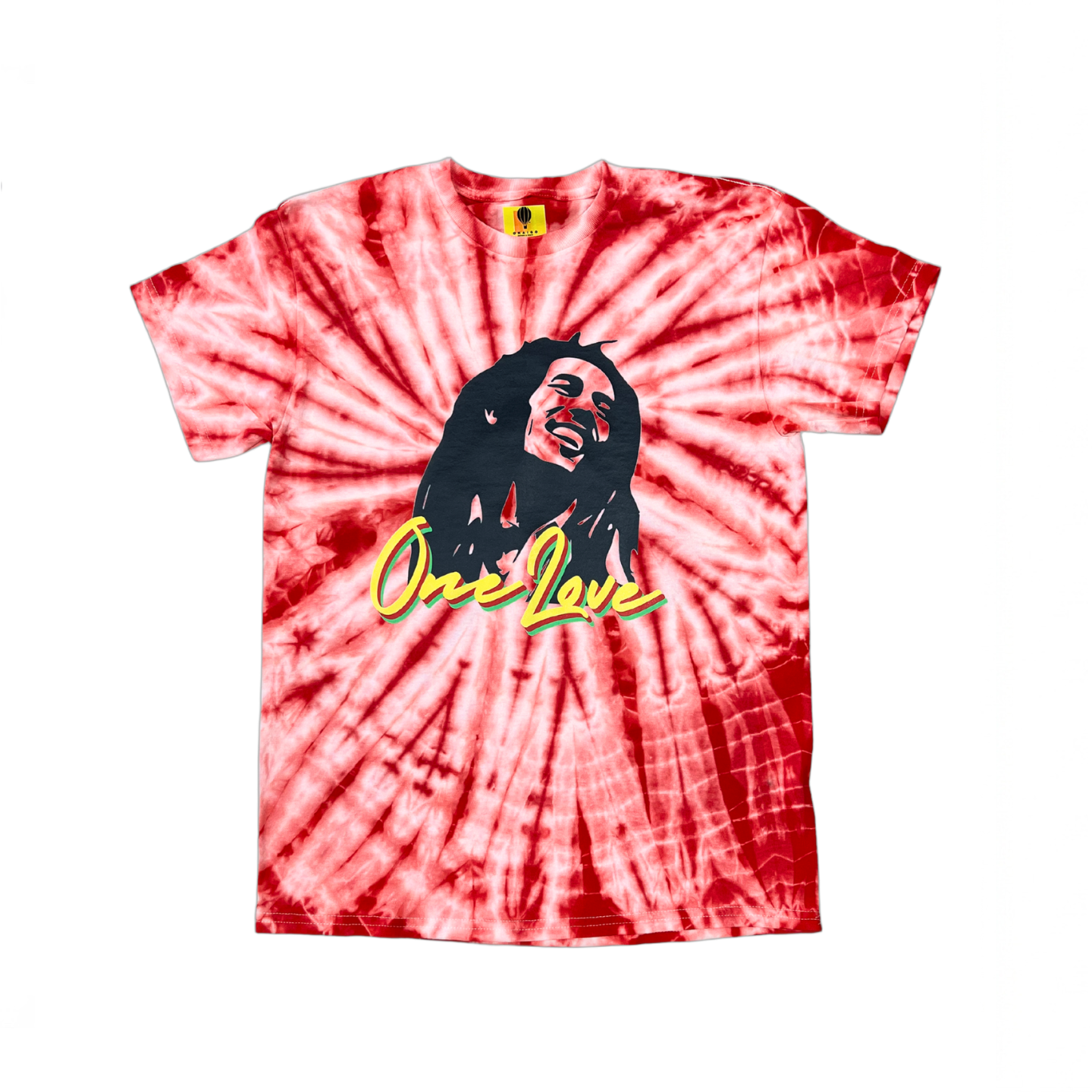 Tie Dye Bob Marley Short Sleeve Shirt - Red and White