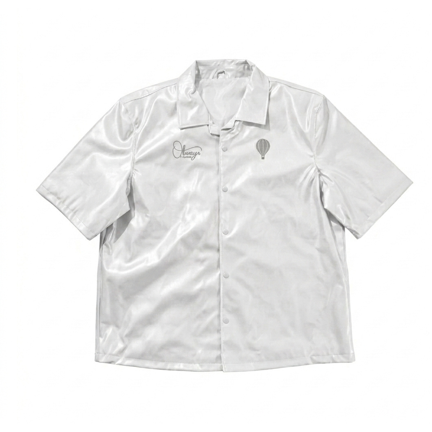 Embroidered Faux Leather Button Up Shirts