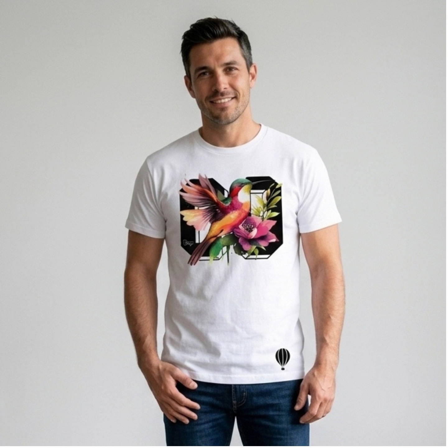 Tropical Bird Jersey Shirt - White