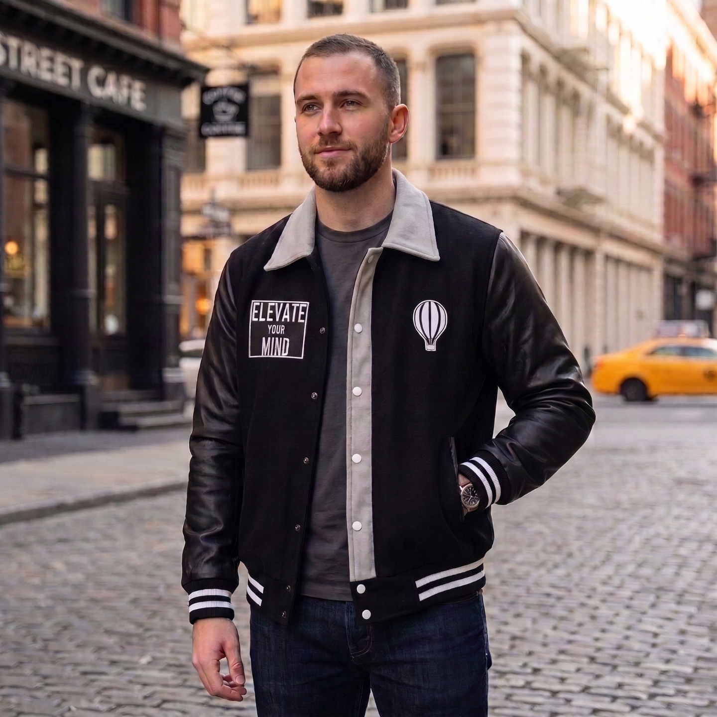 Okaigo Peace Letterman Jacket - Black