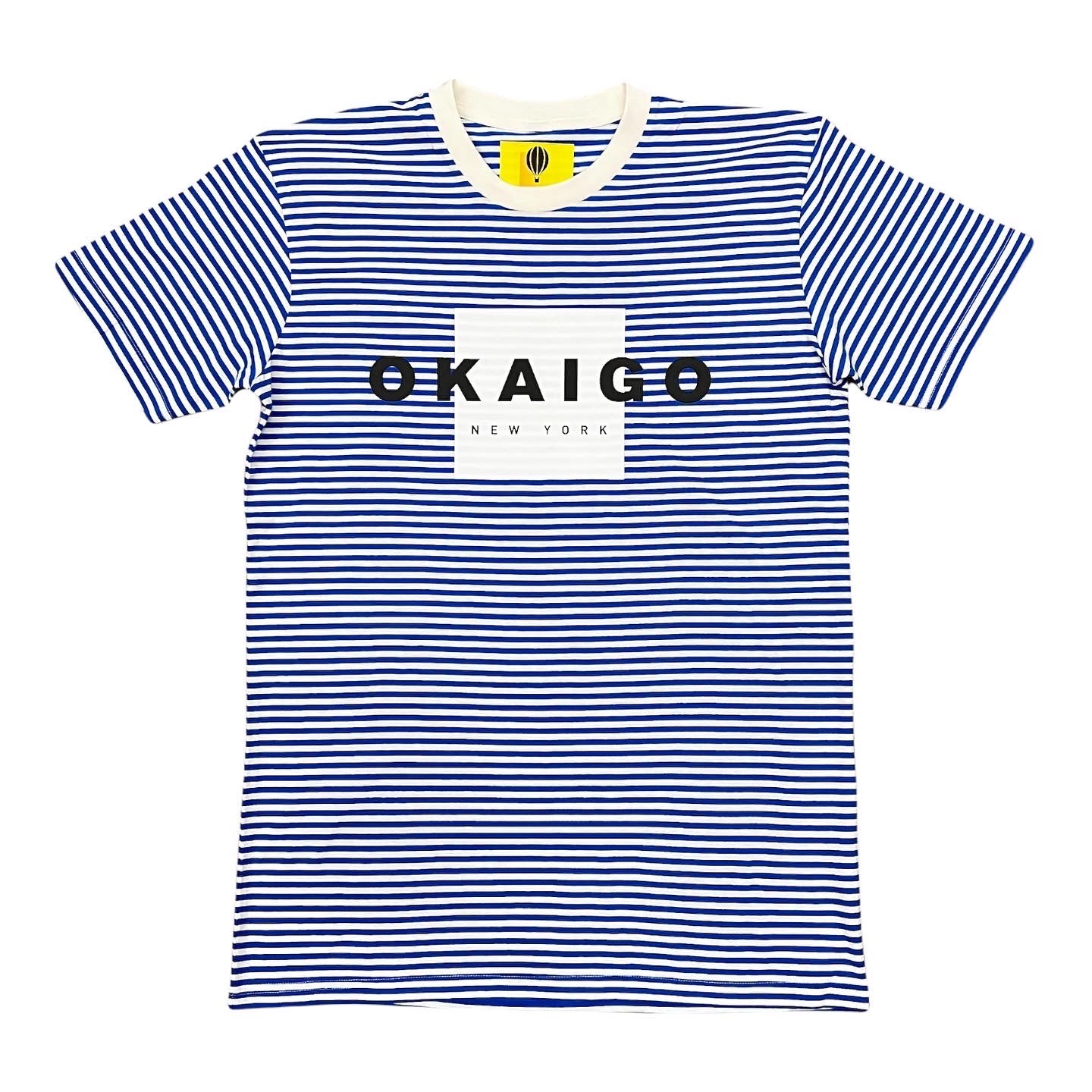 Blue stripe box logo shirt